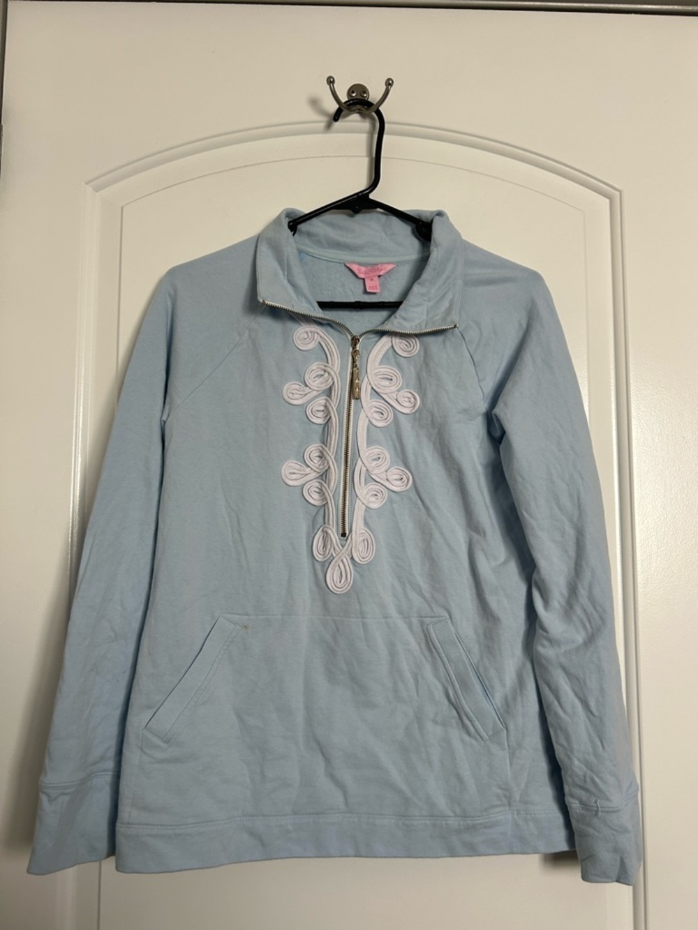 Lilly Pulitzer Skipper Popper Embroidered Quarter Zip Sweater Size M boho chic